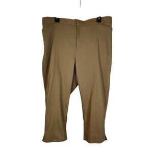 Catherines Cropped Pants Women Size 20W Tan Chino Pockets Preppy Career